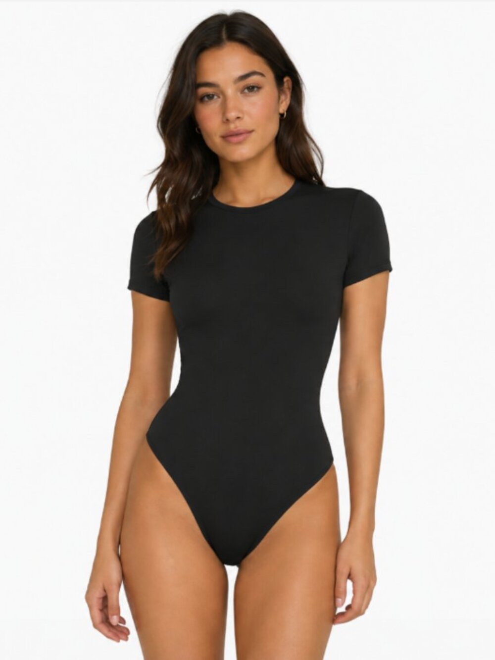 NEW SKIMS Fits Everybody T-Shirt Bodysuit Onyx Black Top Medium NWT